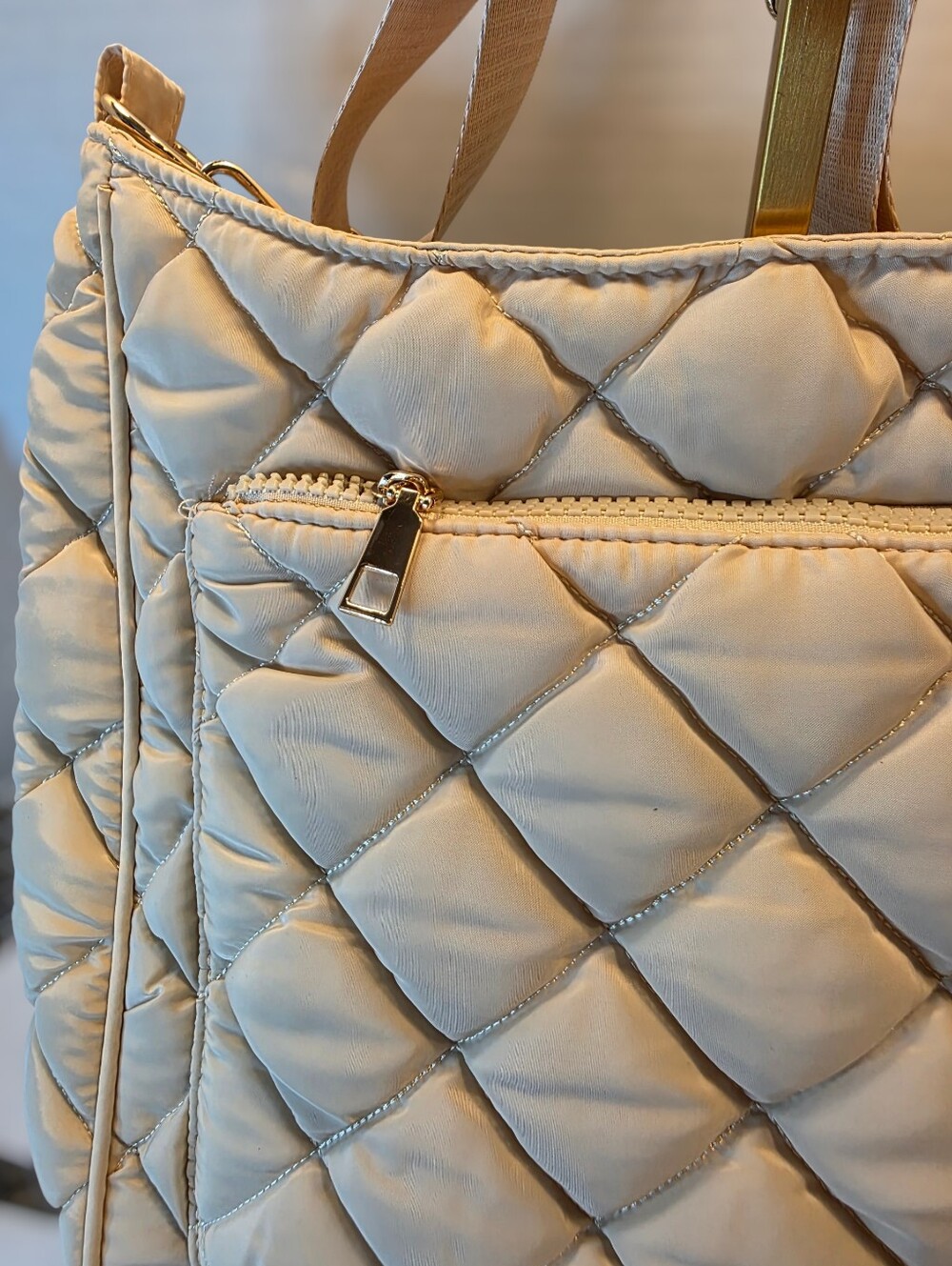 Puffer Shoulder Bag in Beige by Urban Expressions NWT Free Shipping - Picture 2 of 8